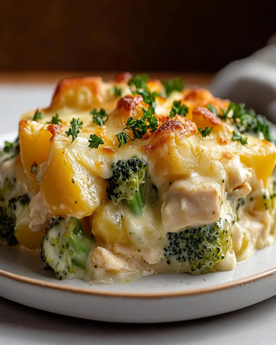 Easy Cheesy Baked Potato Chicken And Broccoli Casserole First Image First Image