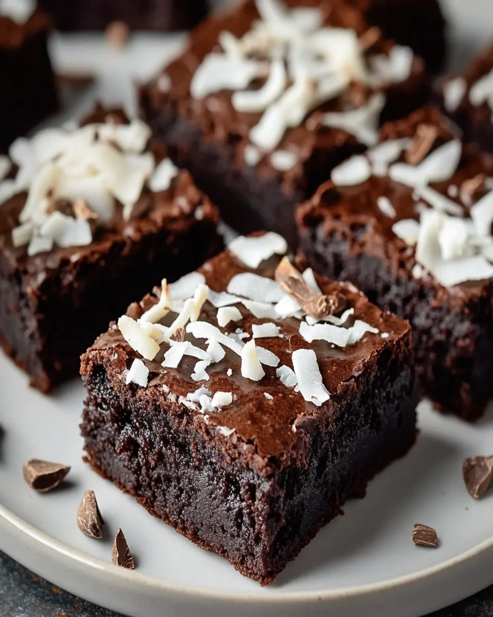 Fudgy Vegan Coconut Brownies for Serious Chocolate Cravings First Image First Image