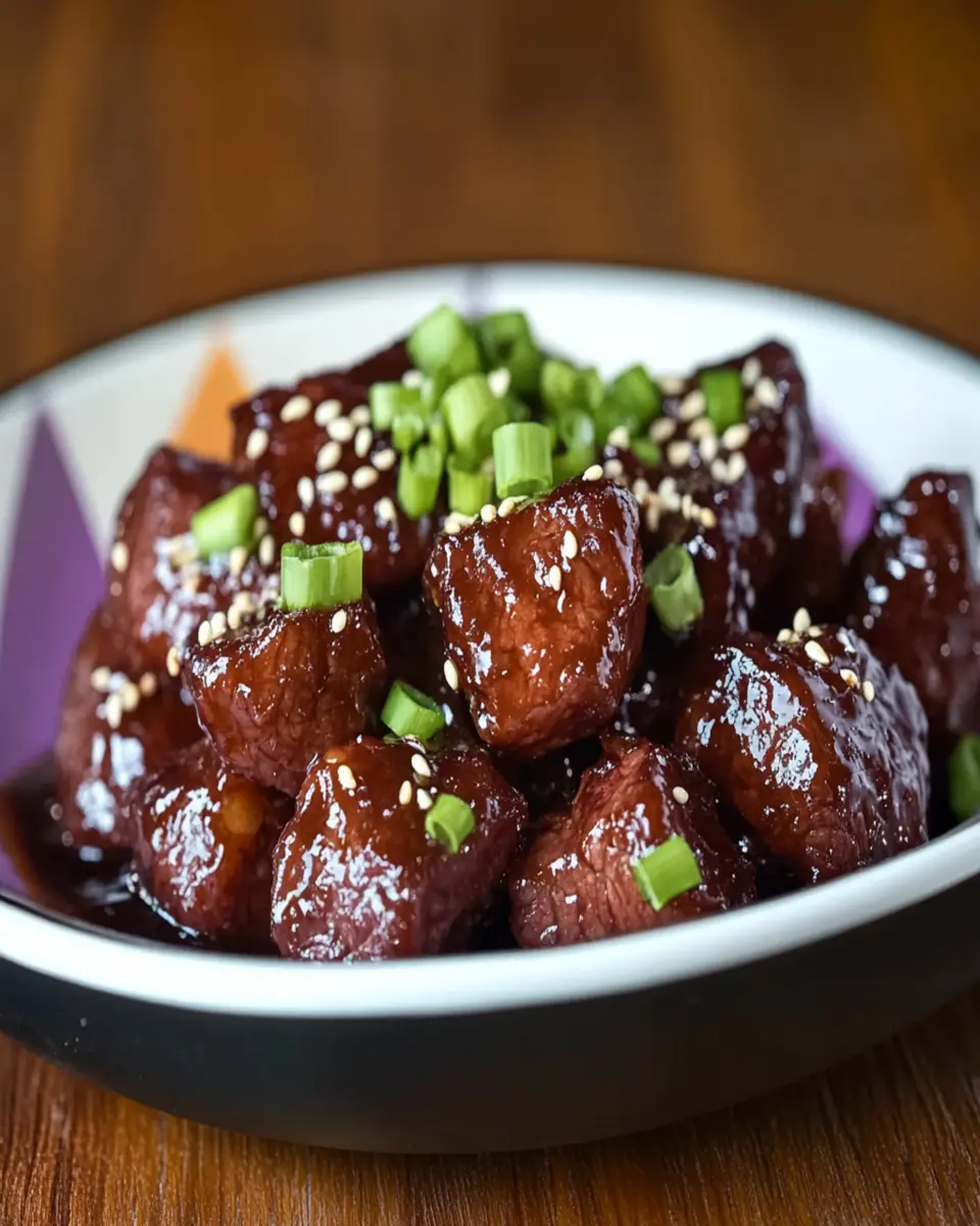 Melt-in-Your-Mouth Glazed Sticky Beef Bites for Dinner Delight First Image First Image