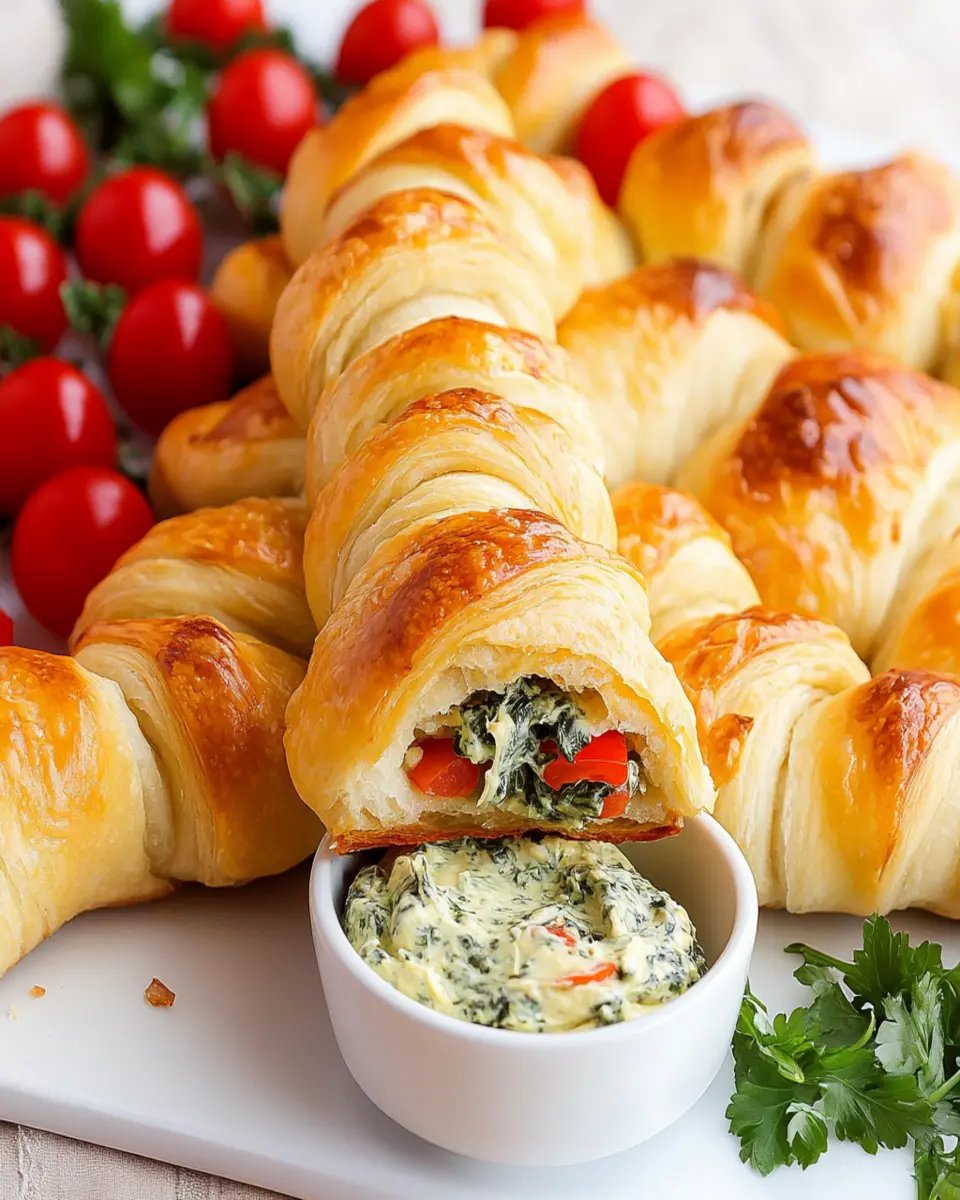 Spinach Dip Stuffed Crescent Roll Christmas Tree First Image First Image