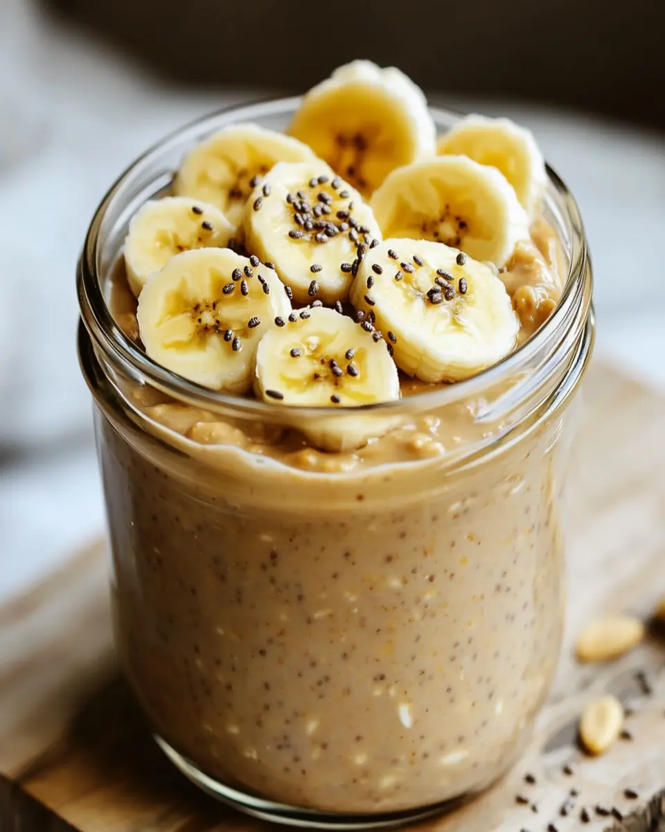 Creamy Peanut Butter Overnight Oats with Banana Recipe First Image First Image