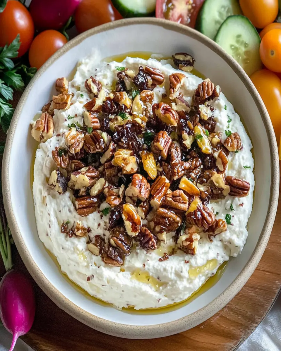 Whipped Goat Cheese Dip with Pecan Date Topping First Image First Image