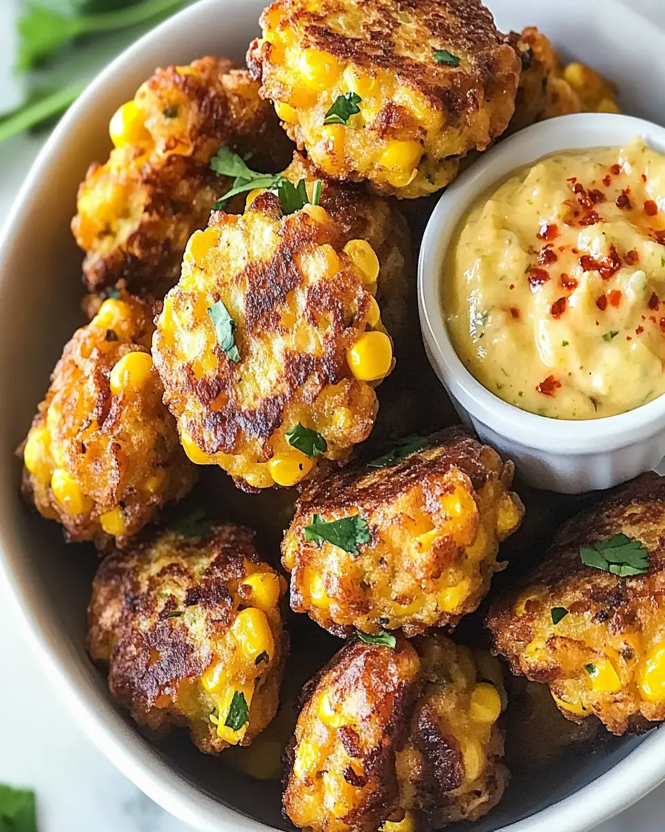 Irresistible Sweet Corn Fritters with Chili Lime Aioli First Image First Image