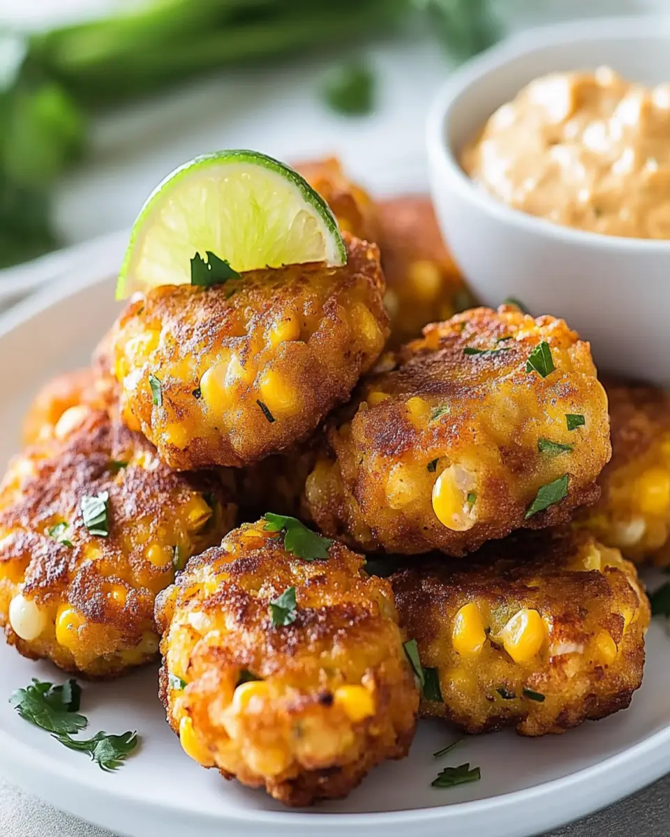 Irresistible Sweet Corn Fritters with Chili Lime Aioli First Image First Image