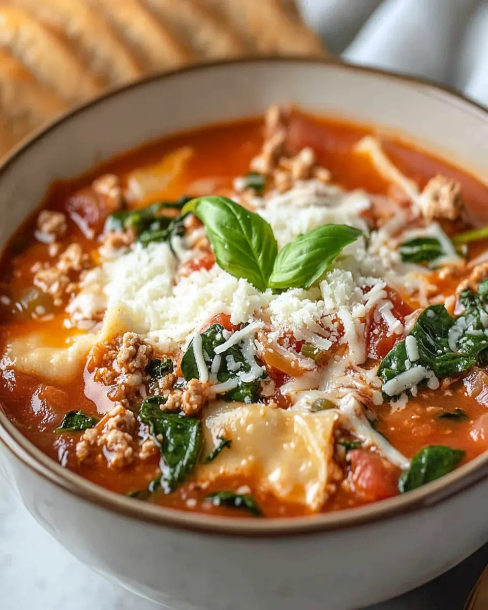 Healthy Lasagna Soup with Turkey, Easy, One Pot First Image First Image