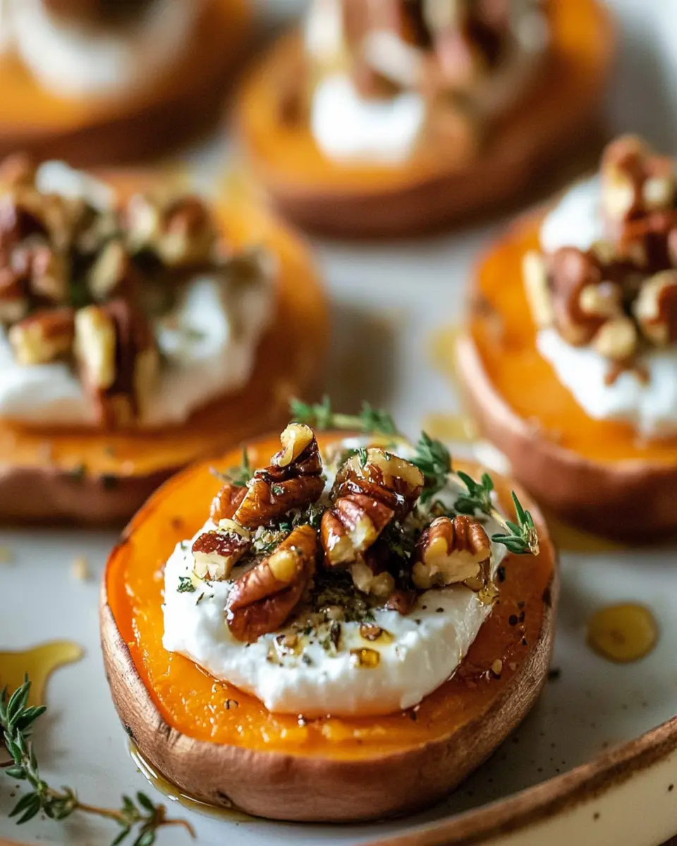 Sweet Potato Slices with Whipped Ricotta & Pecans First Image First Image