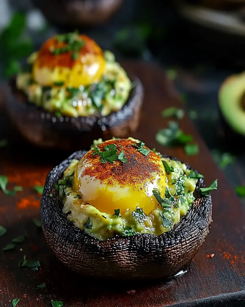 Delicious Avocado and Egg Stuffed Portobello Mushrooms First Image First Image