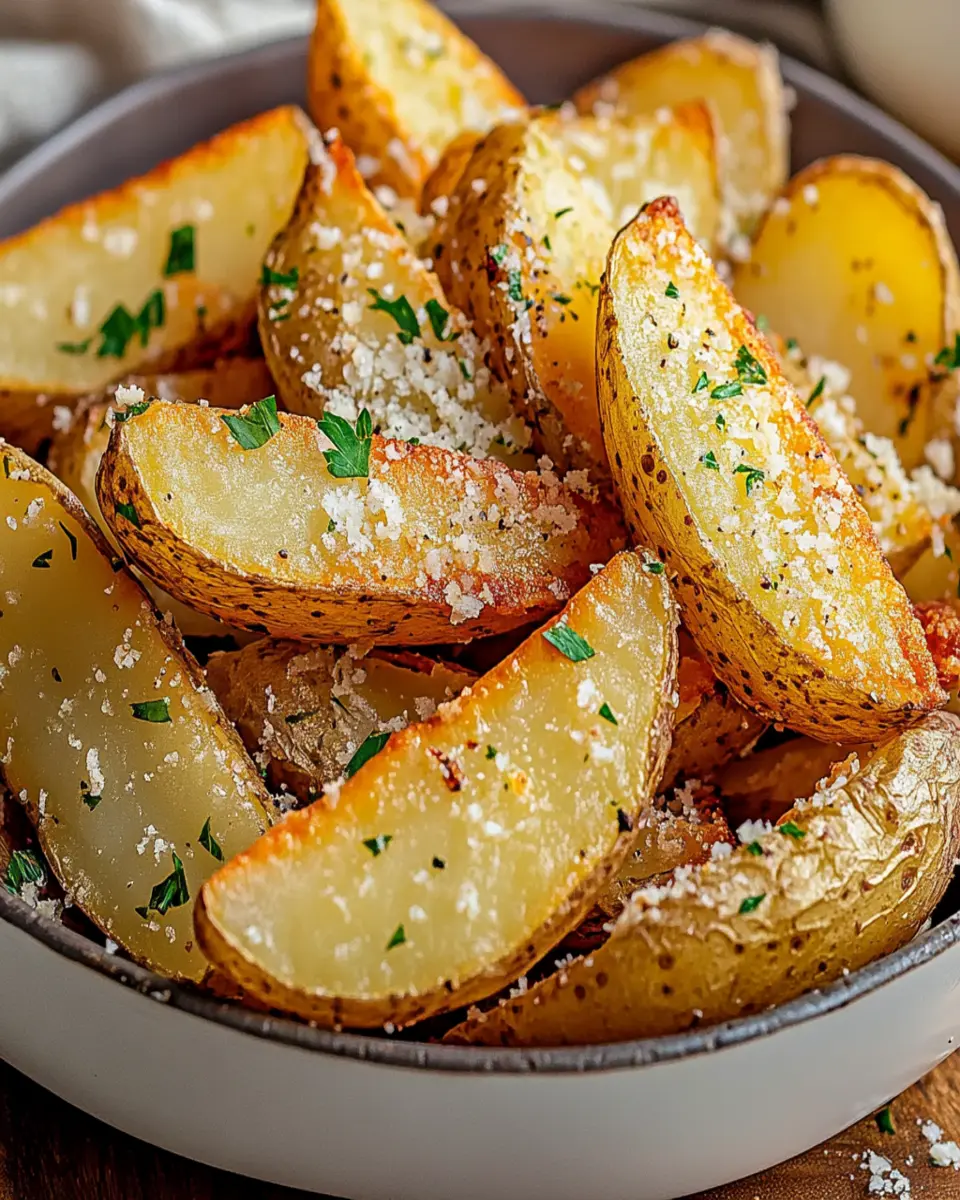 Irresistibly Crispy Garlic Parmesan Potato Wedges Recipe First Image First Image