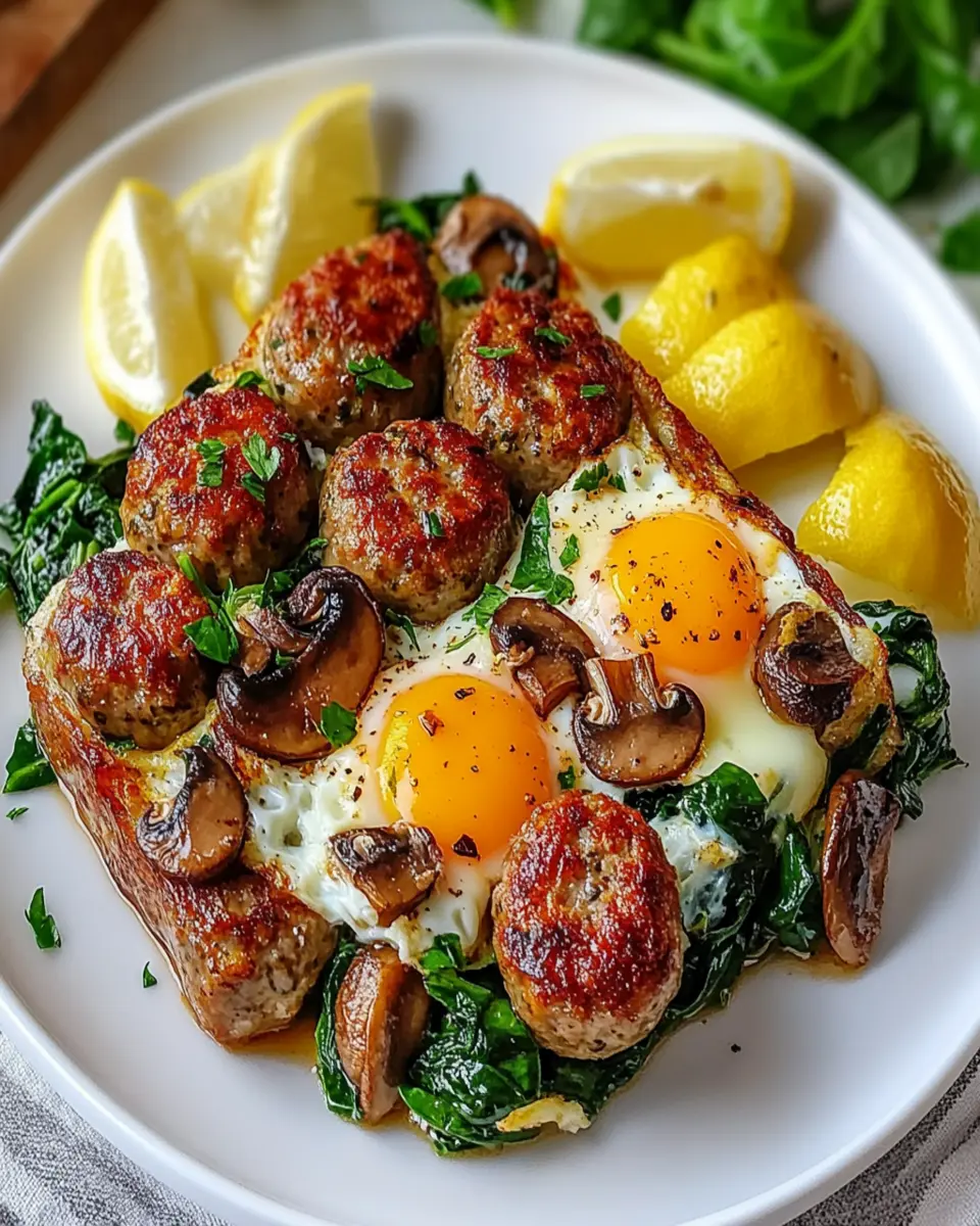 Hearty Sausage Spinach Mushroom Egg Bake First Image First Image