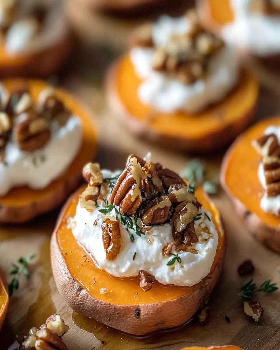Sweet Potato Slices with Whipped Ricotta & Pecans First Image First Image