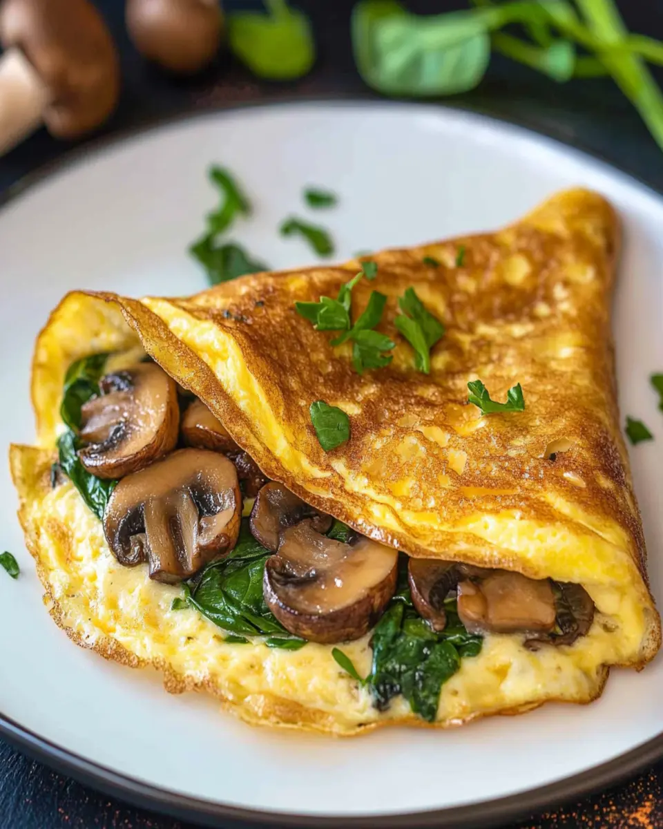 Mushroom Omelette With Spinach And Cheese First Image First Image
