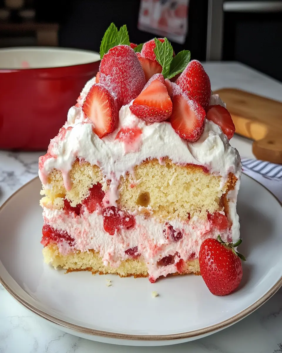 Easy Strawberry Tres Leches Poke Cake (With Strawberry Ice Cream!) First Image First Image