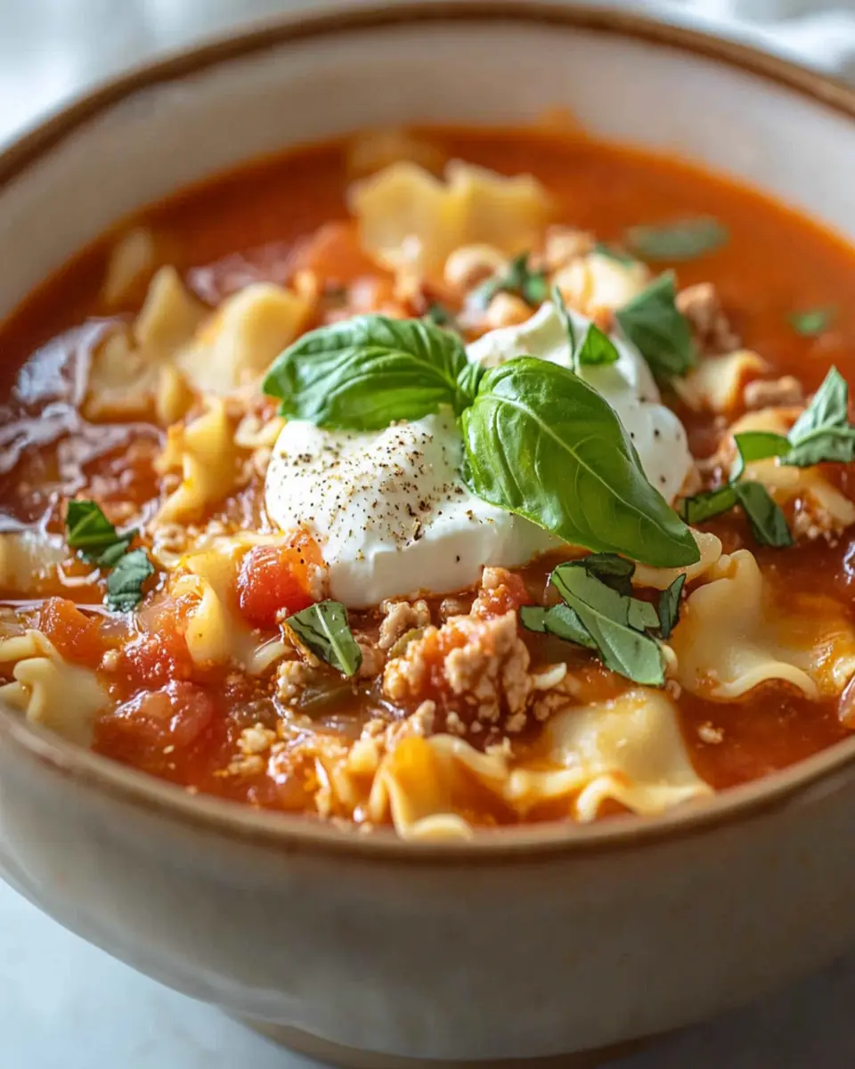 Healthy Lasagna Soup with Turkey, Easy, One Pot First Image First Image