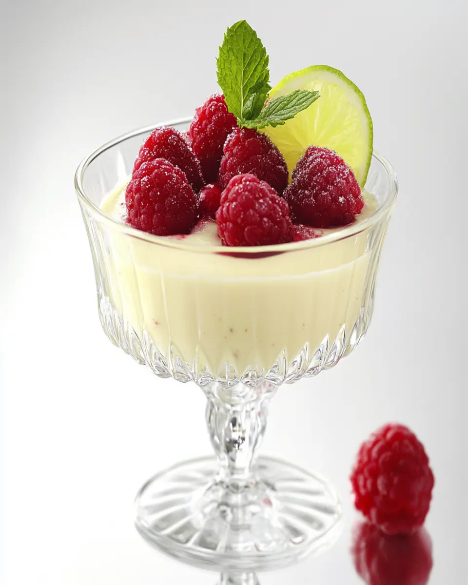 Lime Posset with Fresh Raspberries First Image First Image