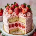 Fresh Strawberry Cake with Strawberry Buttercream First Image First Image