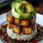 Crispy Teriyaki Tofu & Avocado Rice Stack – Easy Recipe! First Image First Image