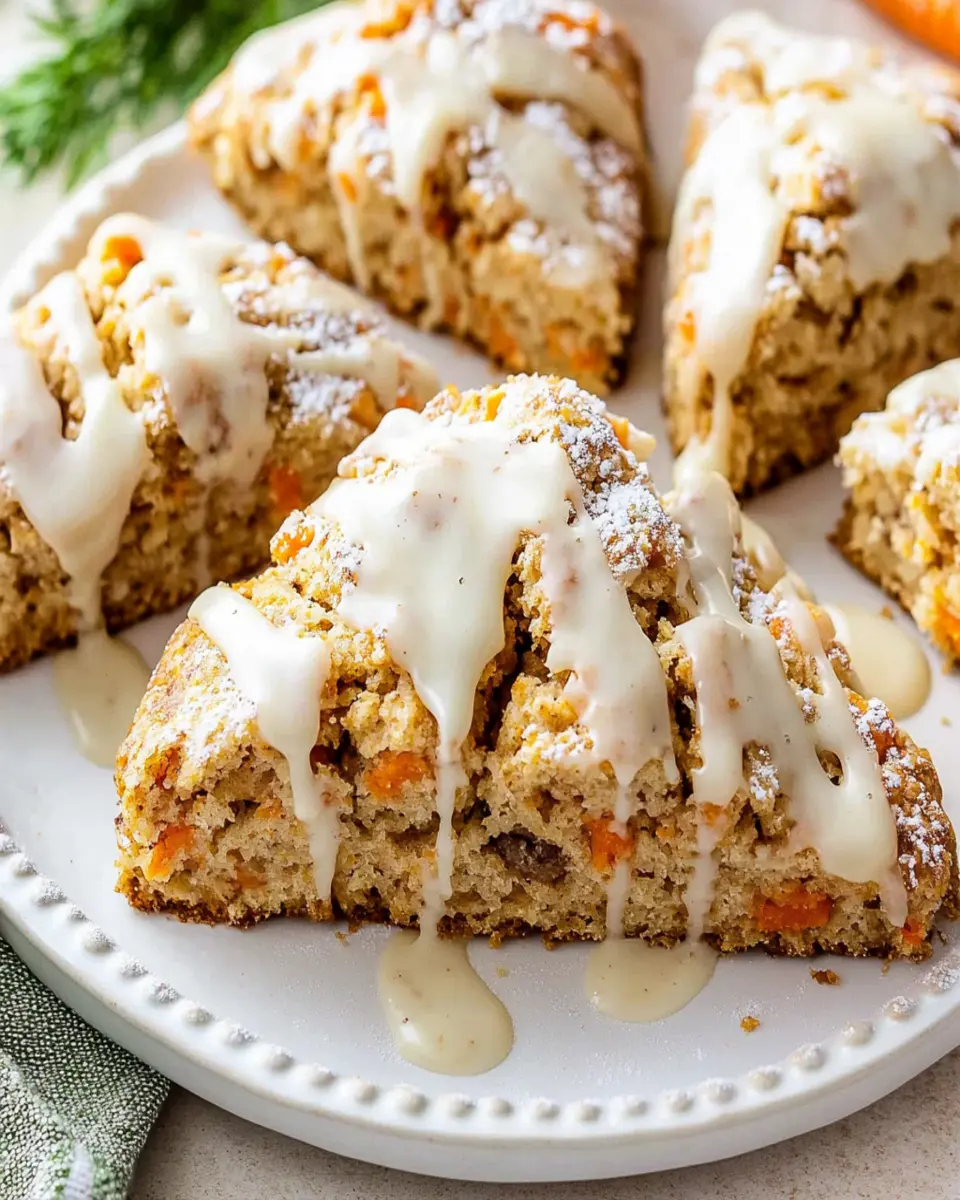 Easy Carrot Cake Scones with Cream Cheese Glaze First Image First Image
