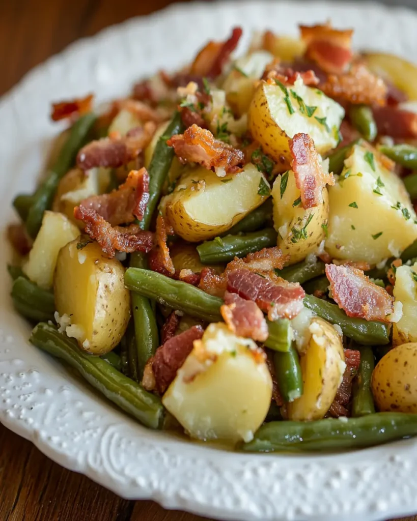 Slow Cooker Green Beans and Potatoes with Bacon First Image First Image