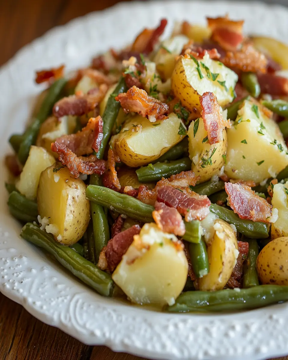 Slow Cooker Green Beans and Potatoes with Bacon First Image First Image